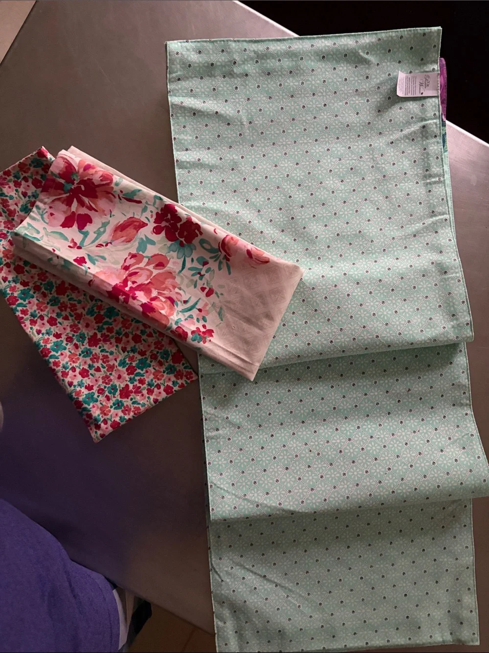 The Pioneer Woman Mint Floral and Pink Accent Kitchen Linens